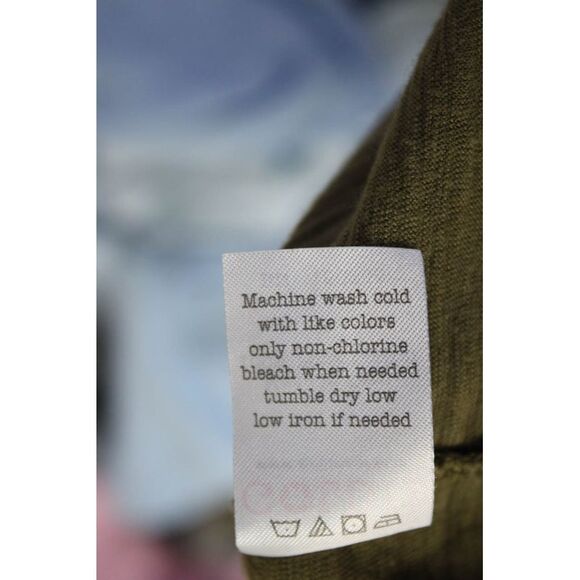 Goldie Womens Short Sleeve V Neck Knit Tee Shirt Green Cotton Size Small - Picture 5 of 6